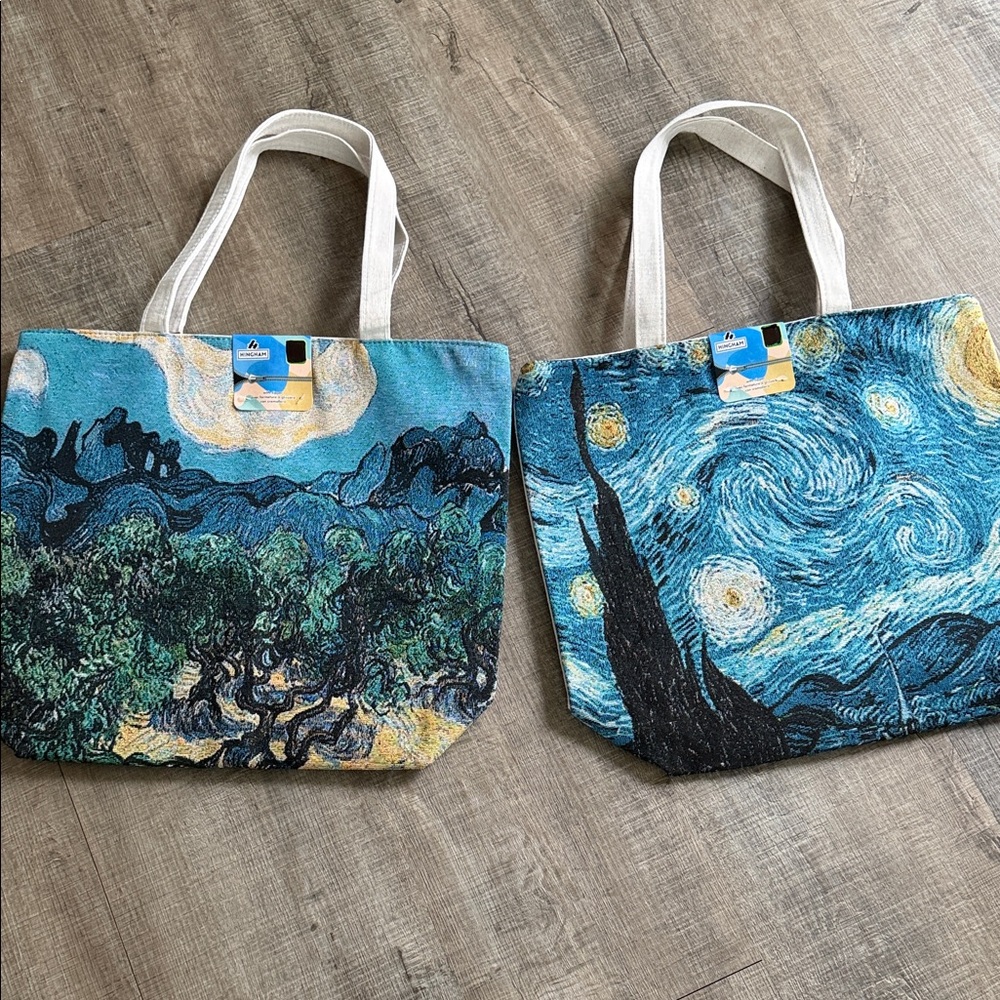 Set of 2 Van Gogh Tote Bags “Starry Night “ and “Olive Trees “ New with tags